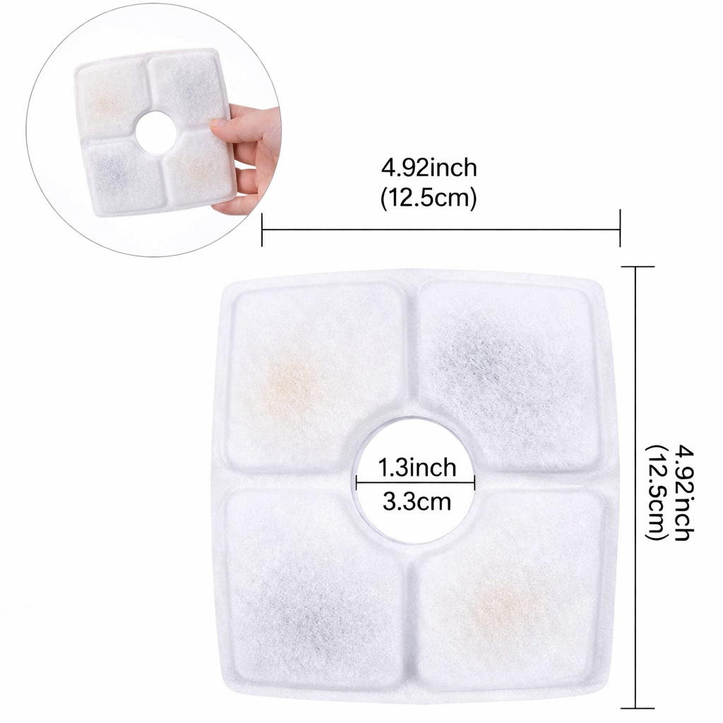 Cat & Dog Water Fountain Replacement Filters – Square Activated Carbon Filter for Veken & 2.5L Pet Fountains (4/8/16 Pack)