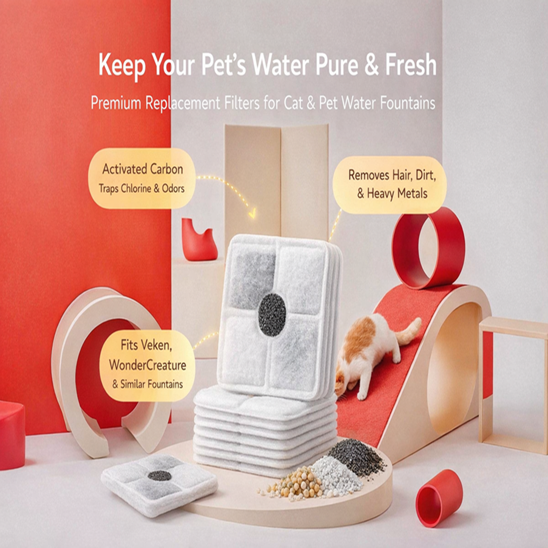 PurePetFlow activated carbon replacement filter for cat and dog water fountain

